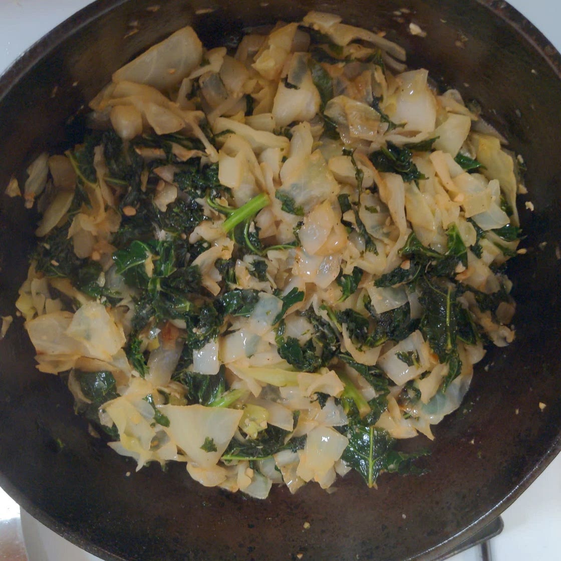 Garlic Sautéed Cabbage Kale Skillet