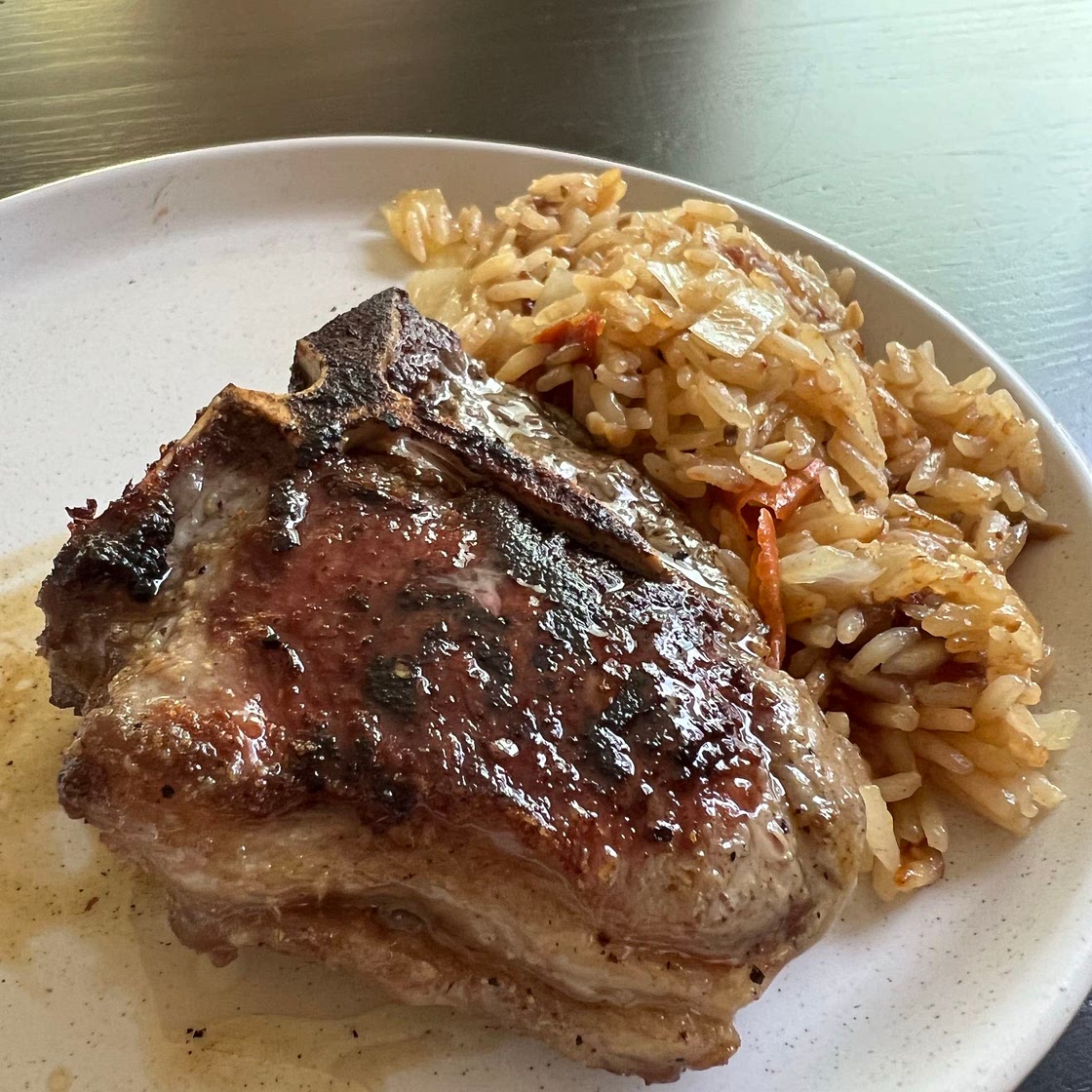 Moroccan Spiced Lamb Chops and Rice