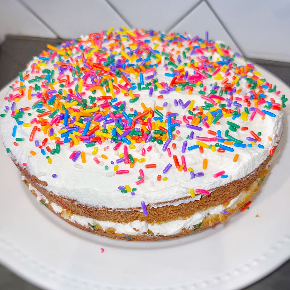 Whipped Cream Funfetti Cake