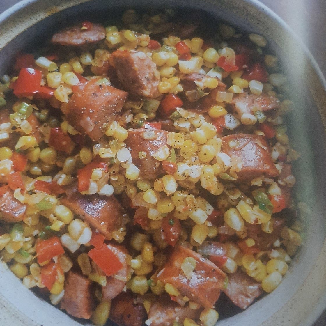 Maque Choux with Andouille Sausage