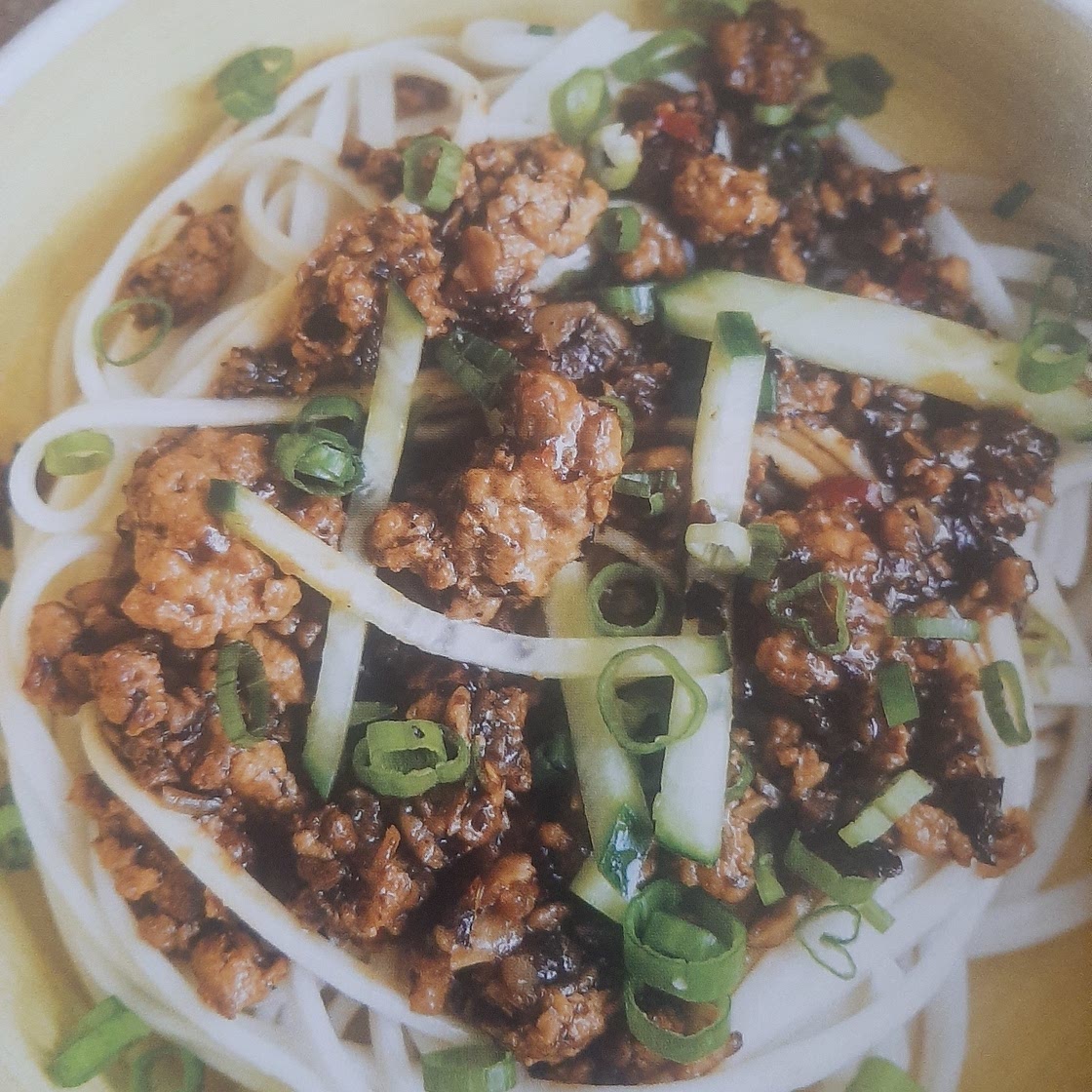 Black Bean Noodles with Pork and Mushrooms