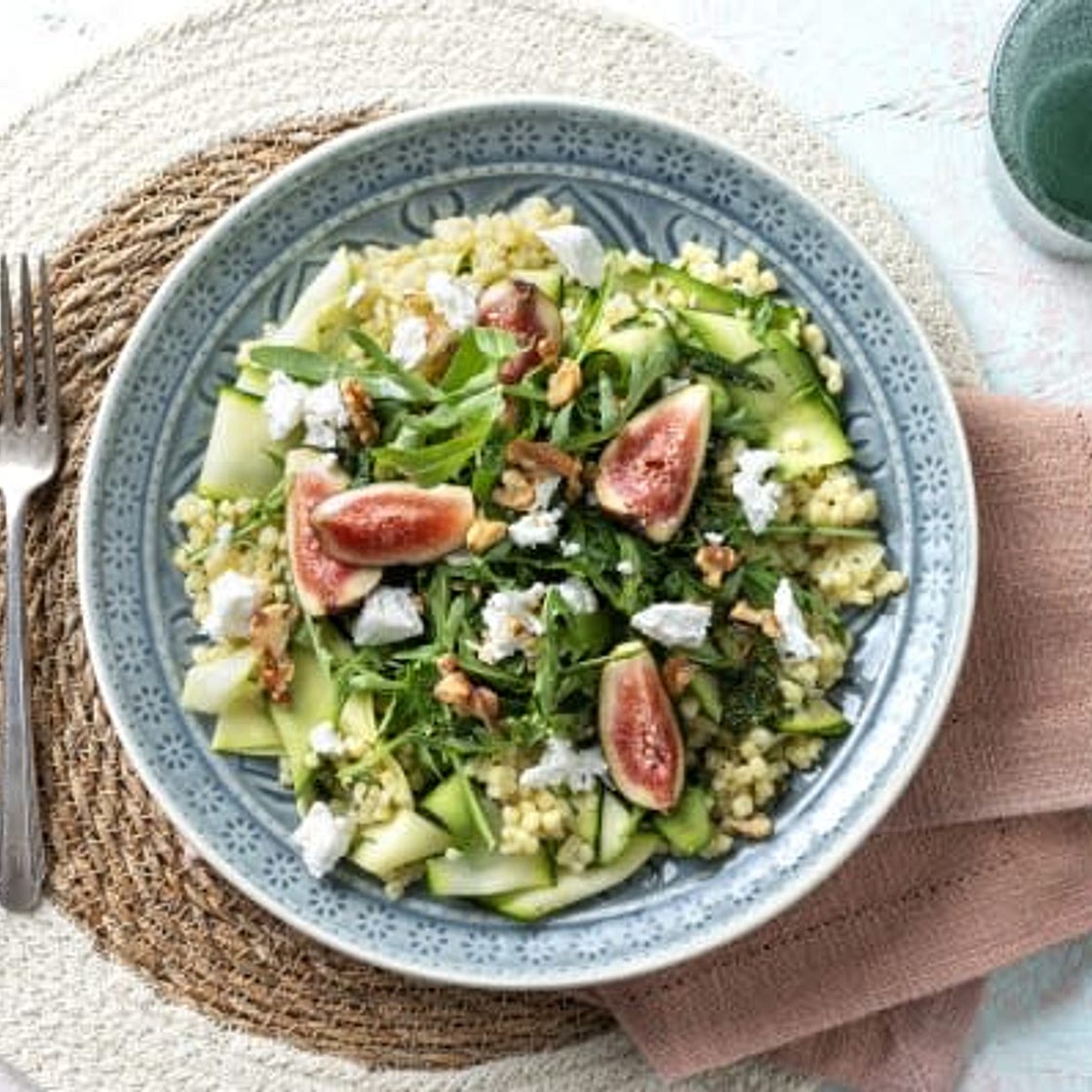 Giant Couscous, Goats Cheese and Fig Salad
With Lemon and Mint Dressing