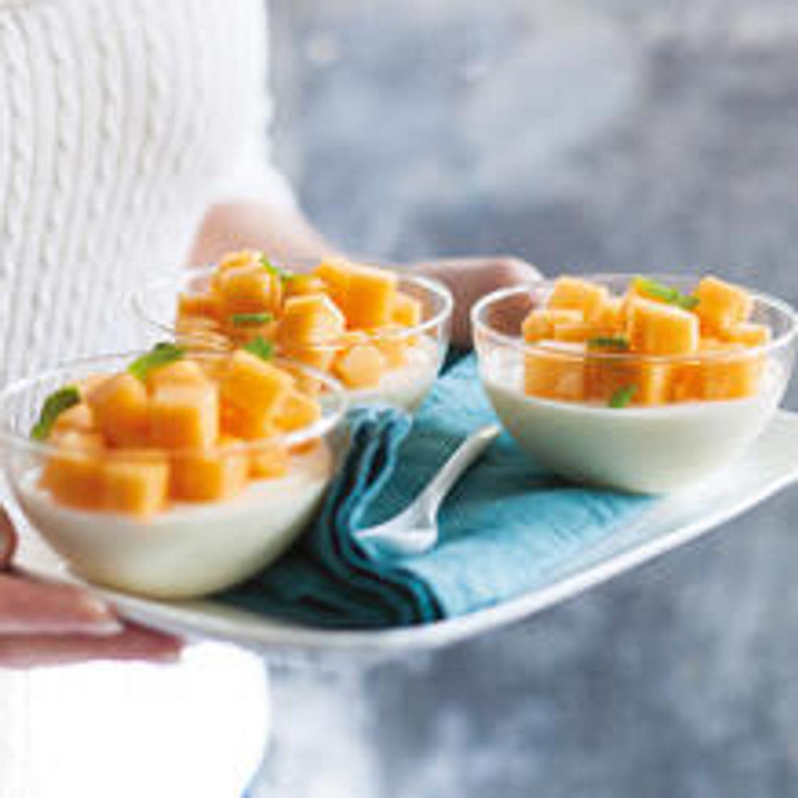 Mint and Melon Panna Cotta