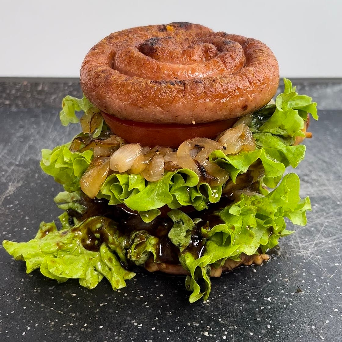 Fried sausage burger