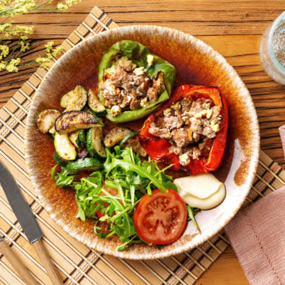 Pork and Feta Stuffed Peppers