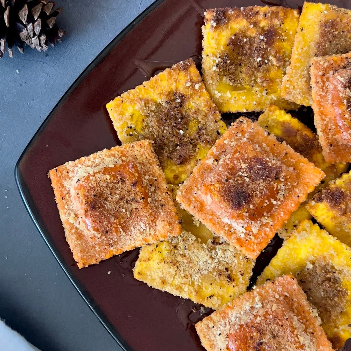Fried Pumpkin Ravioli with Cinnamon Bun Spread
