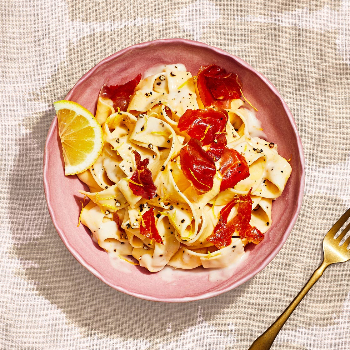 Creamy Lemon Pappardelle With Crispy Prosciutto