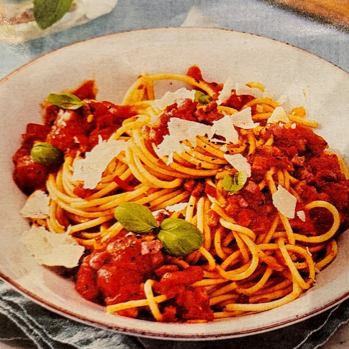 Spaghetti mit Specksoße