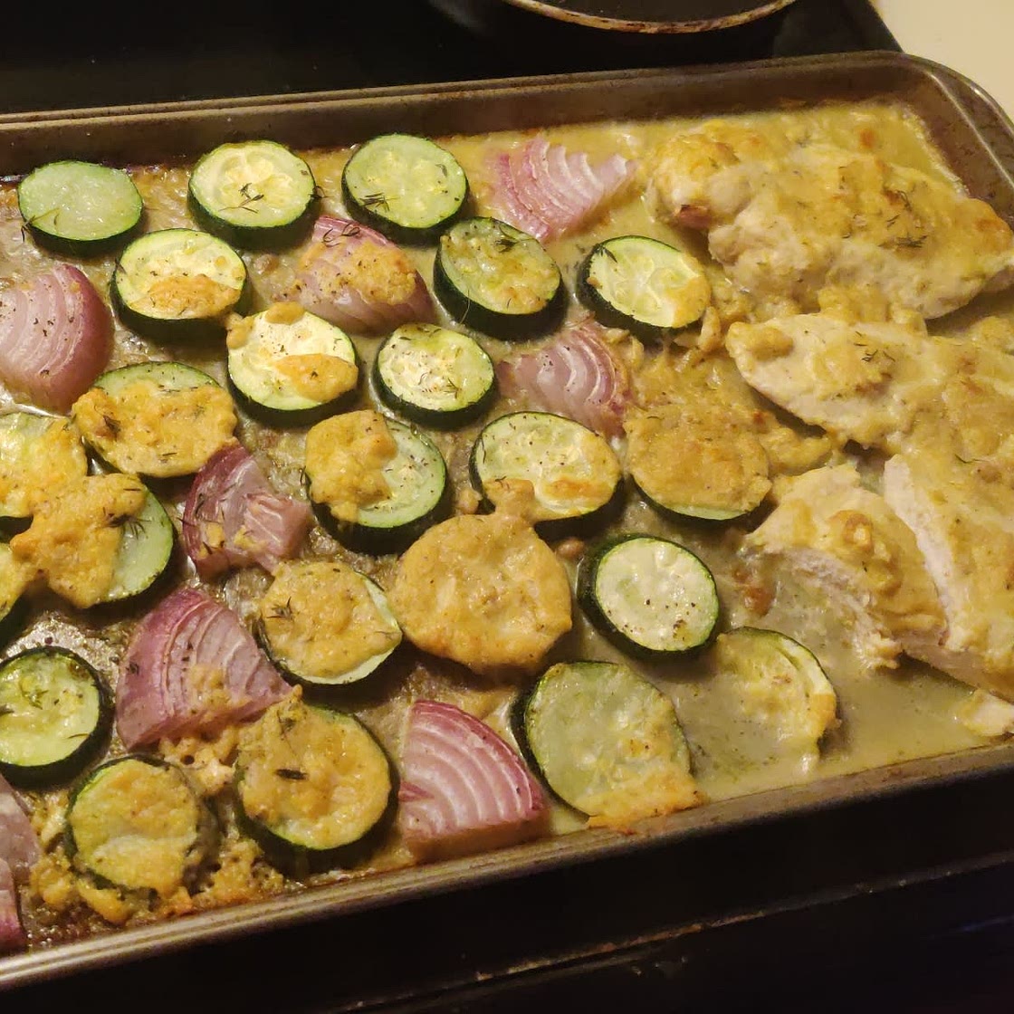 Sheet Pan Hummus Chicken and Veggies