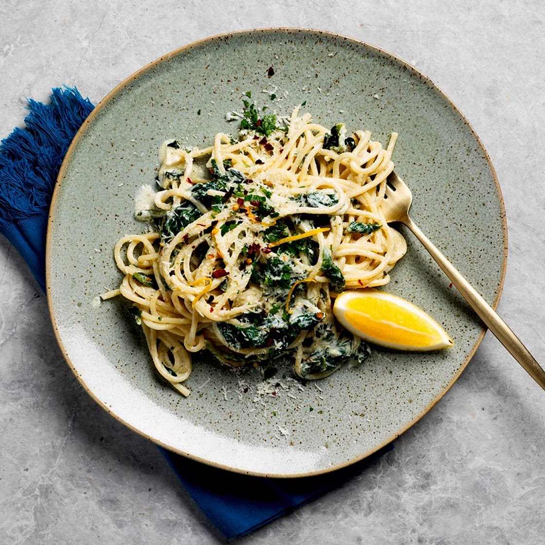 Creamy Spinach, Ricotta & Lemon Pasta