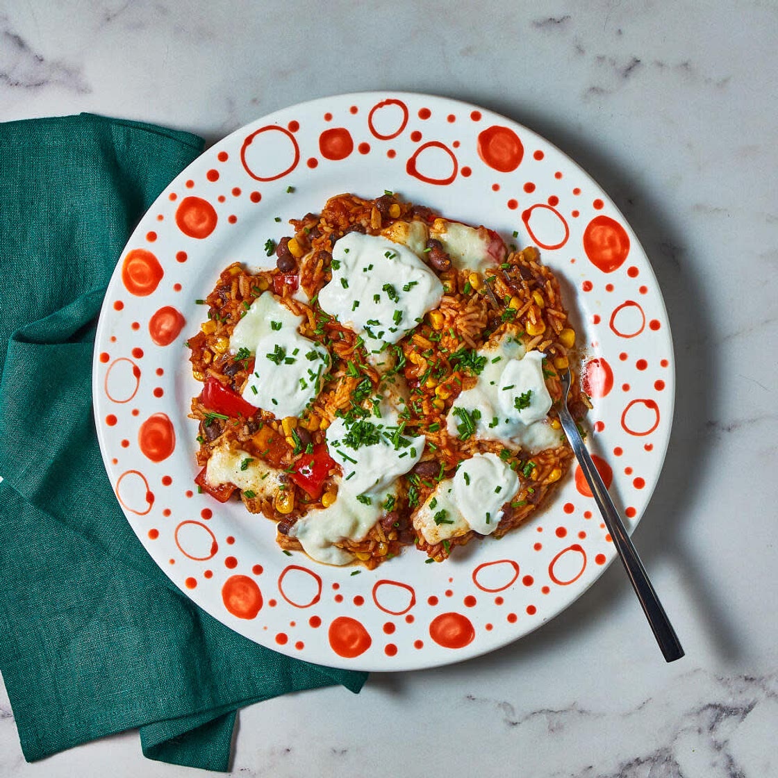 Cheesy Mexican-Style Rice With Soured Cream And Chives