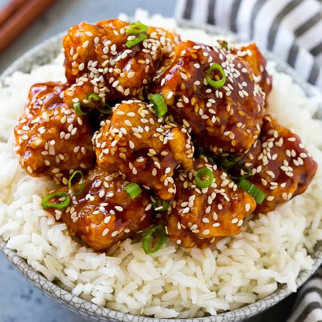 Honey Sesame Chicken and fried rice