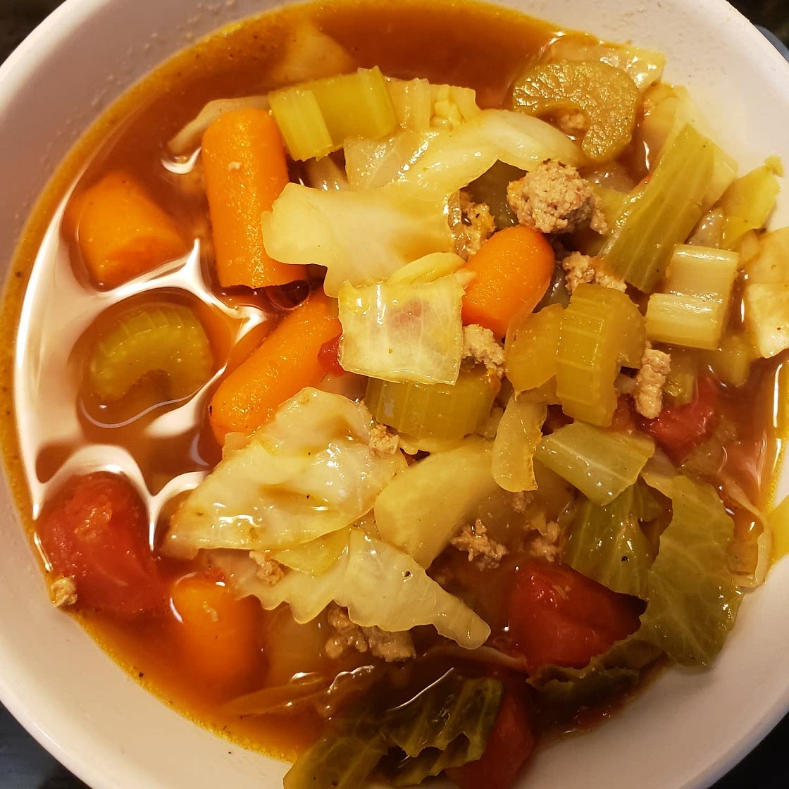 Chunky Beef, Cabbage and Tomato Soup (Instant Pot or Stove Top)
