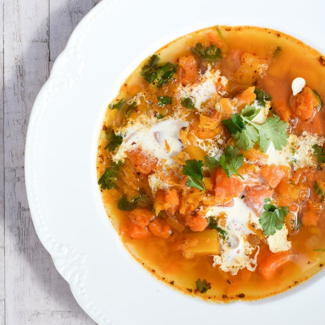Vegan Sweet Potato & Butternut Squash Soup with Carrots