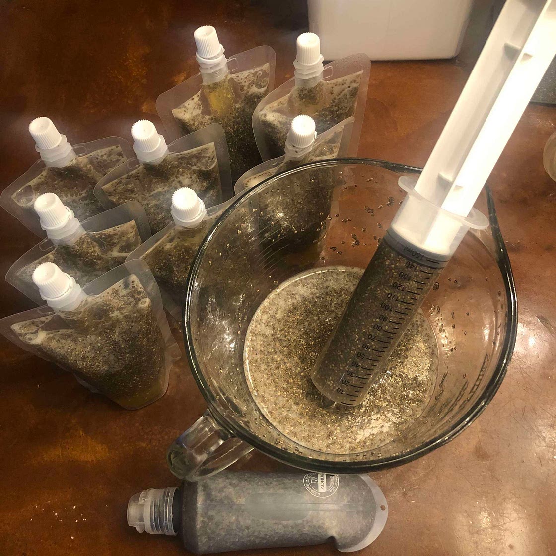 Orange green tea chia gel