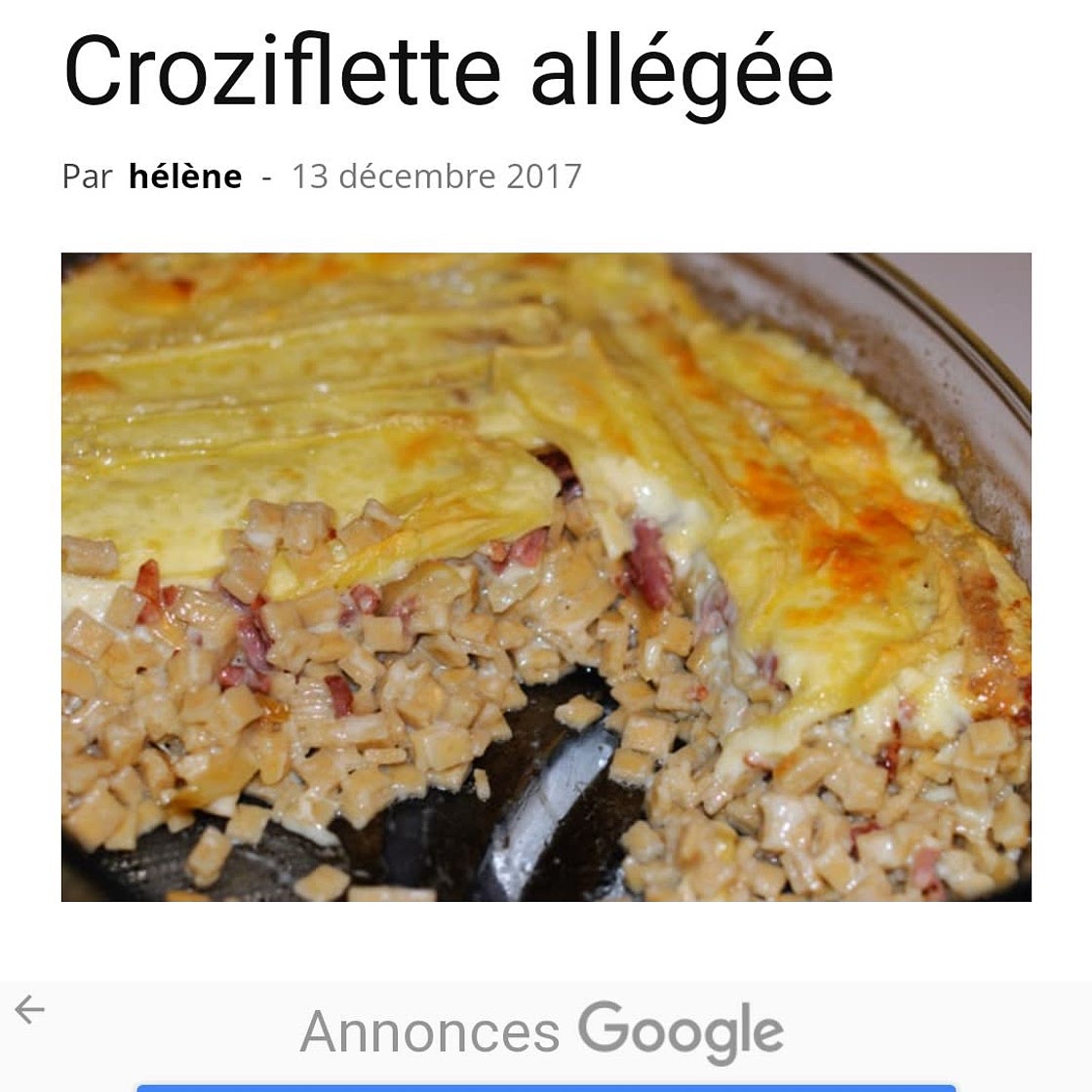 Croziflette allégée
