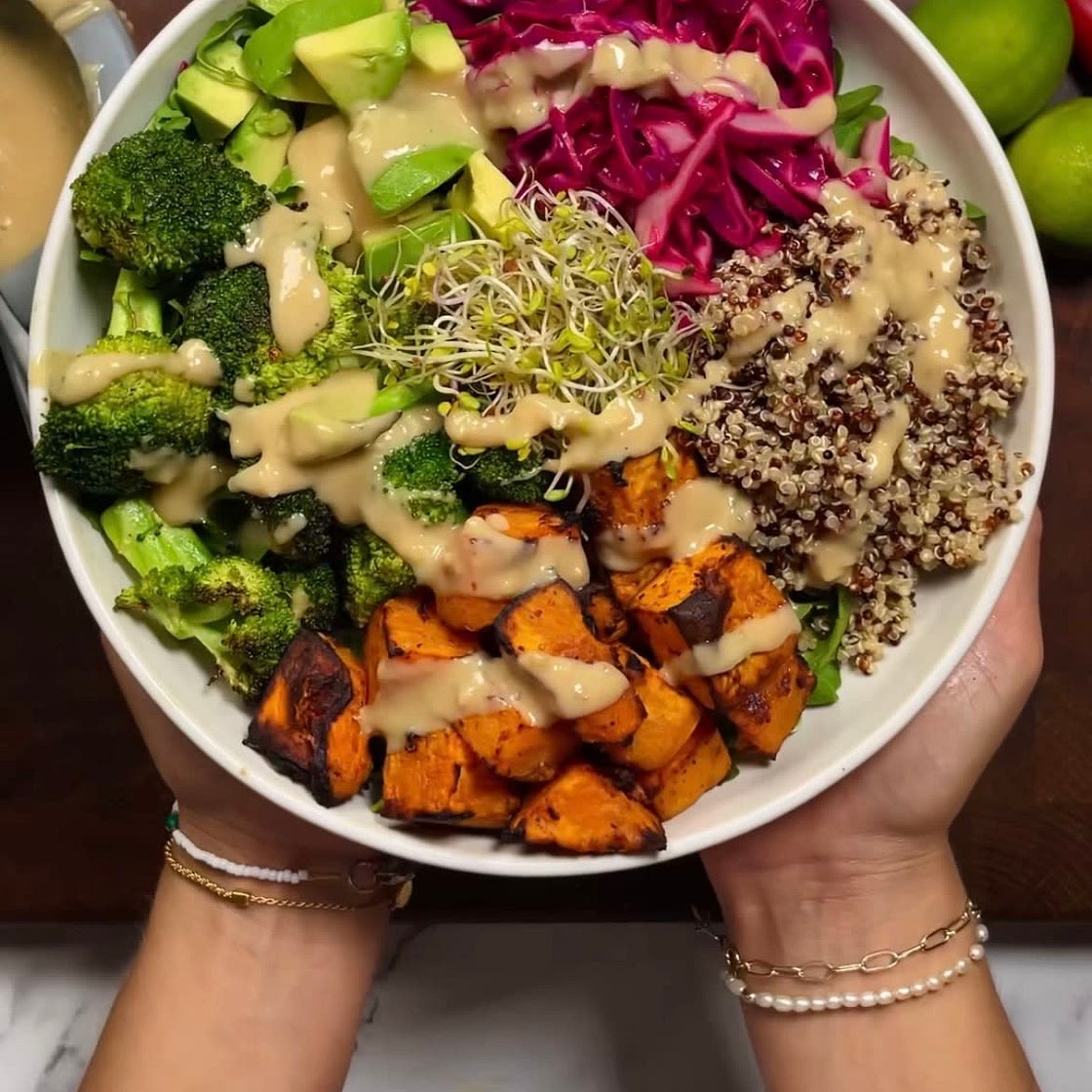 Roasted Miso Sweet Potato Beauty Bowl & Tahini Miso Dressing