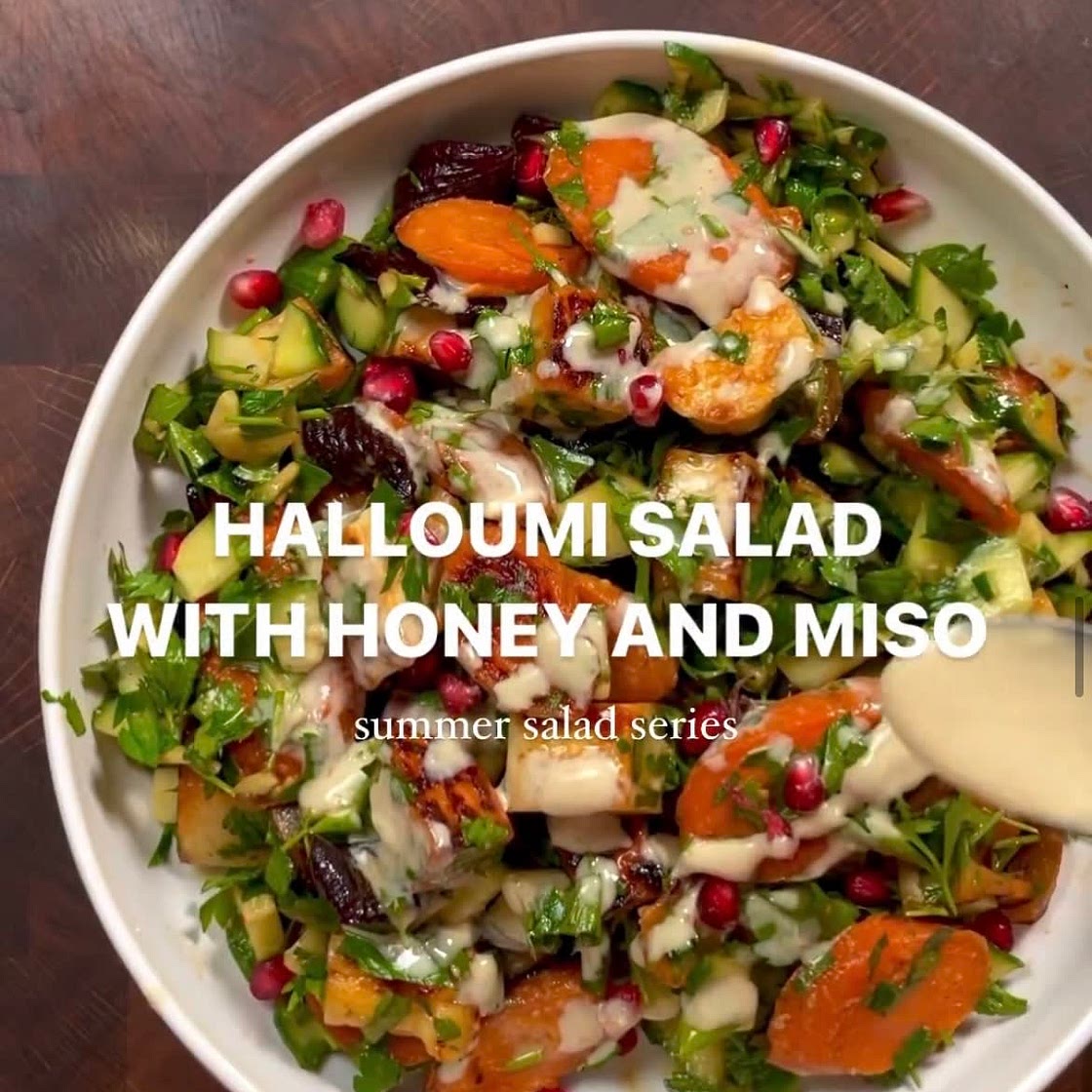Halloumi Salad with Honey & Miso