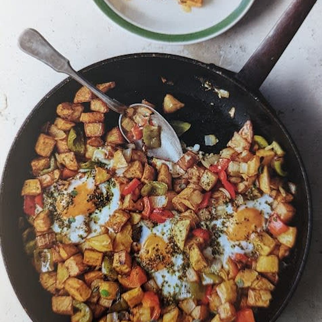 Potato, Onion, and Chili Shakshuka with Za'atar