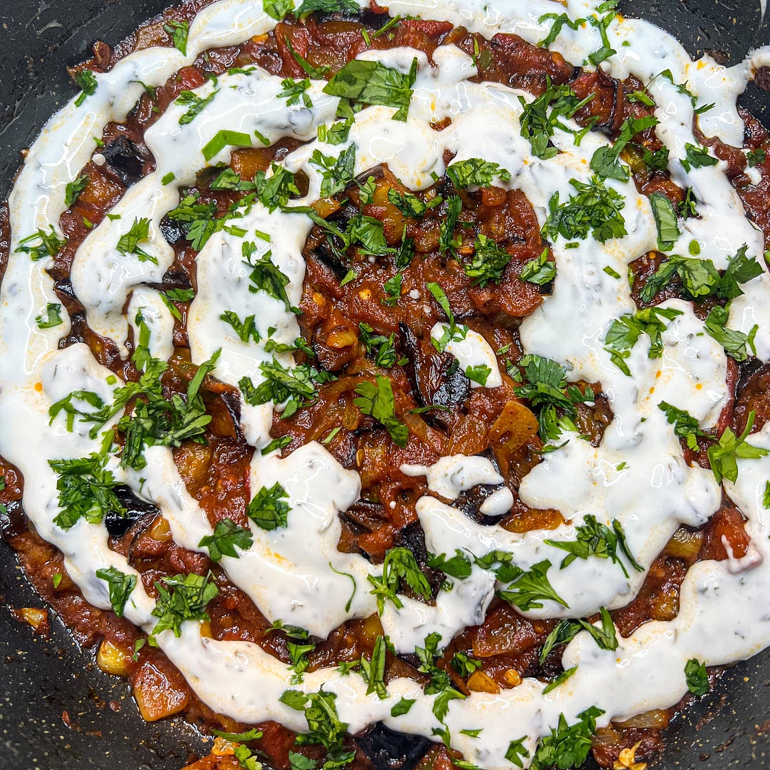 Borani Banjan (Eggplant Tomato Stew) — We're Eating