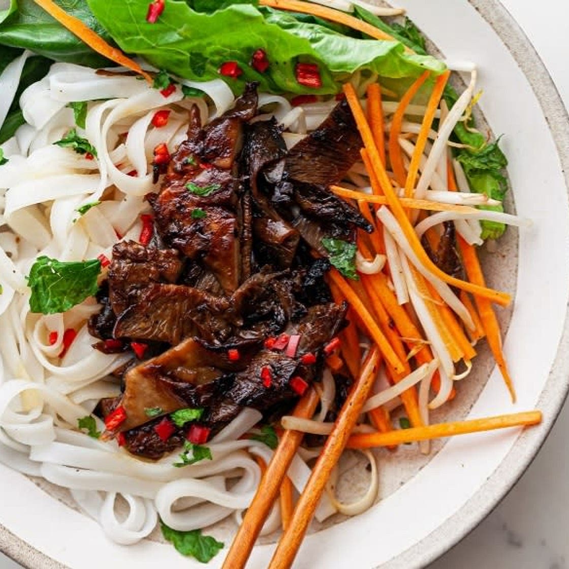 Vietnamese Style Mushroom Noodle Salad