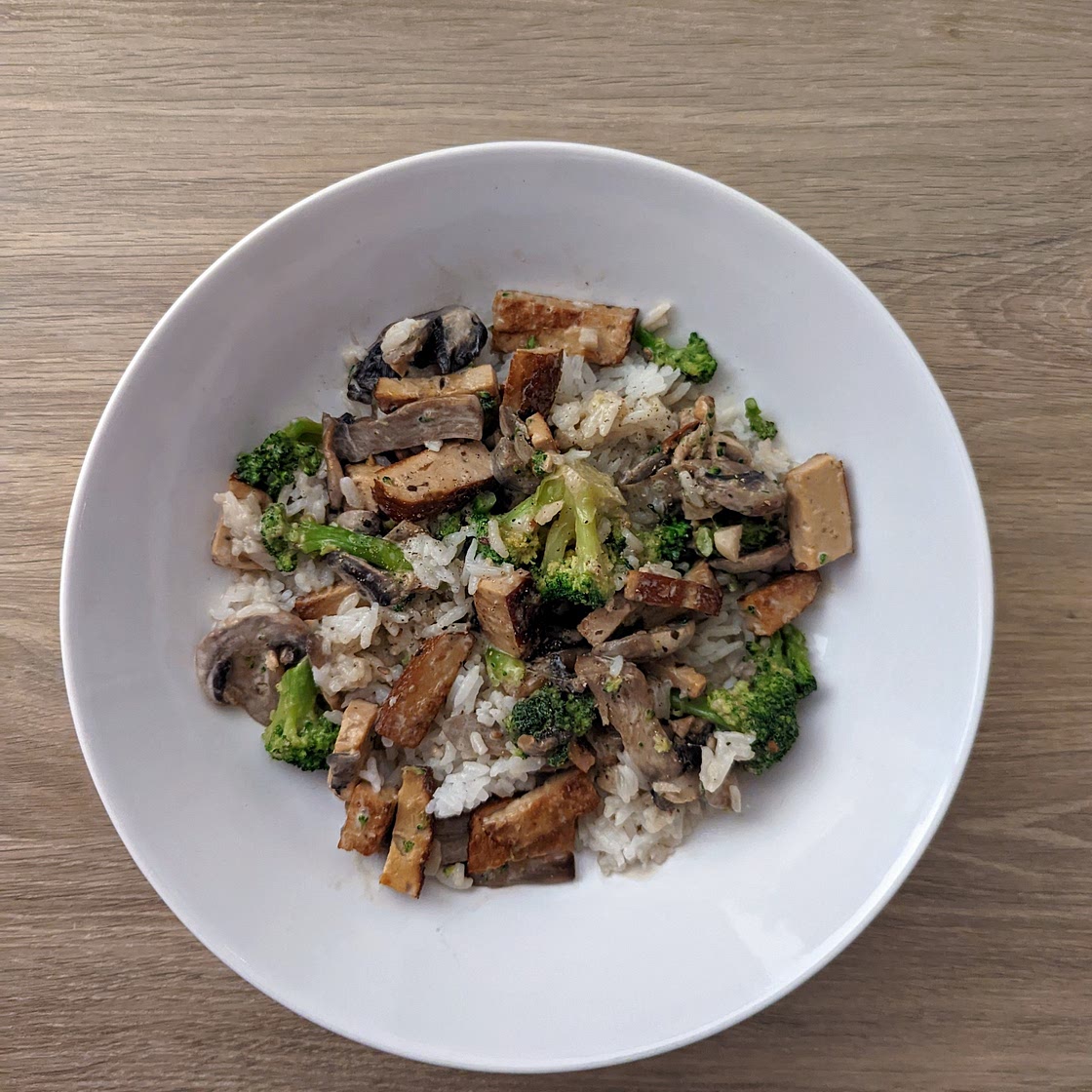 Riz brocolis champignons