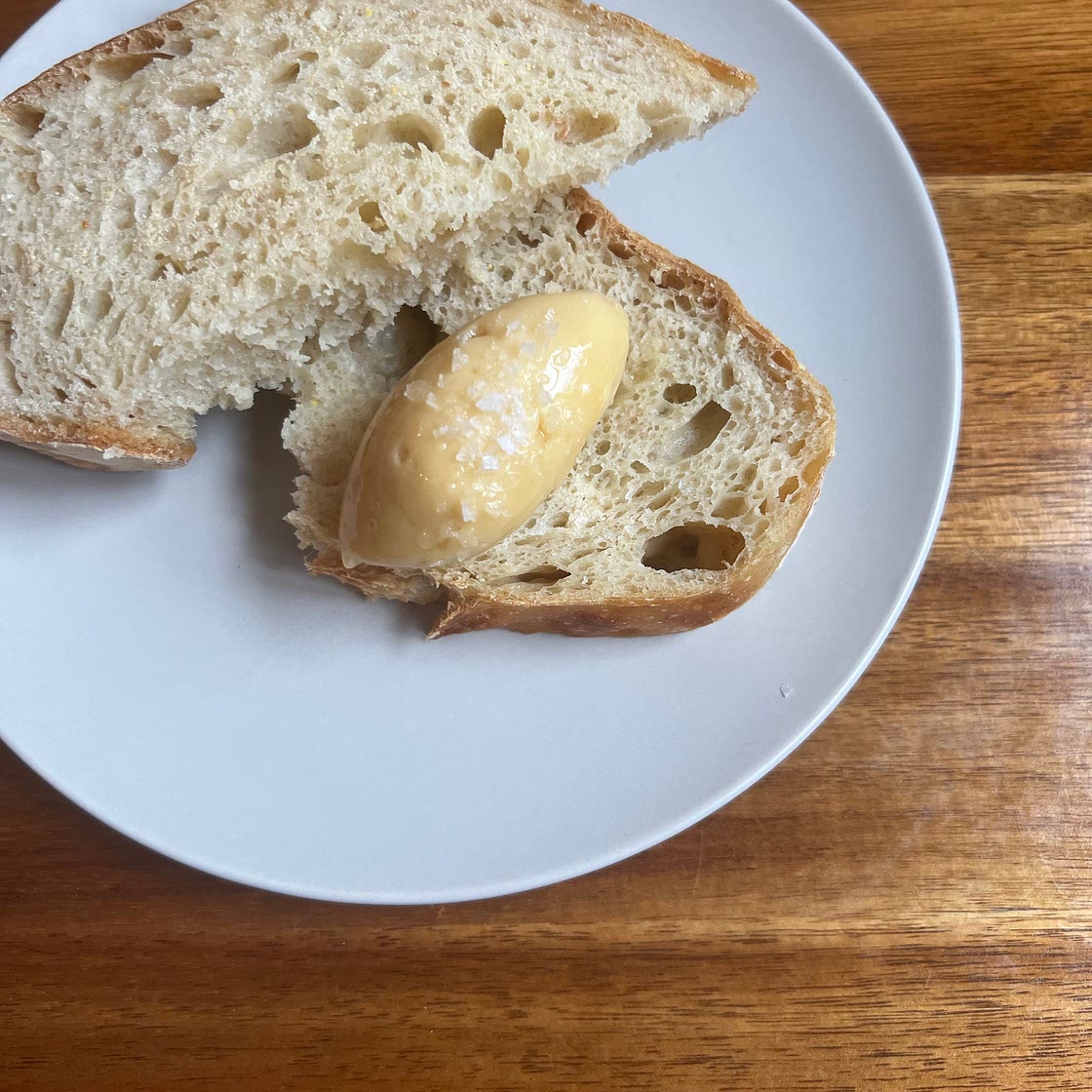 Rustic No Knead Yogurt Bread with Whipped Maple Butter