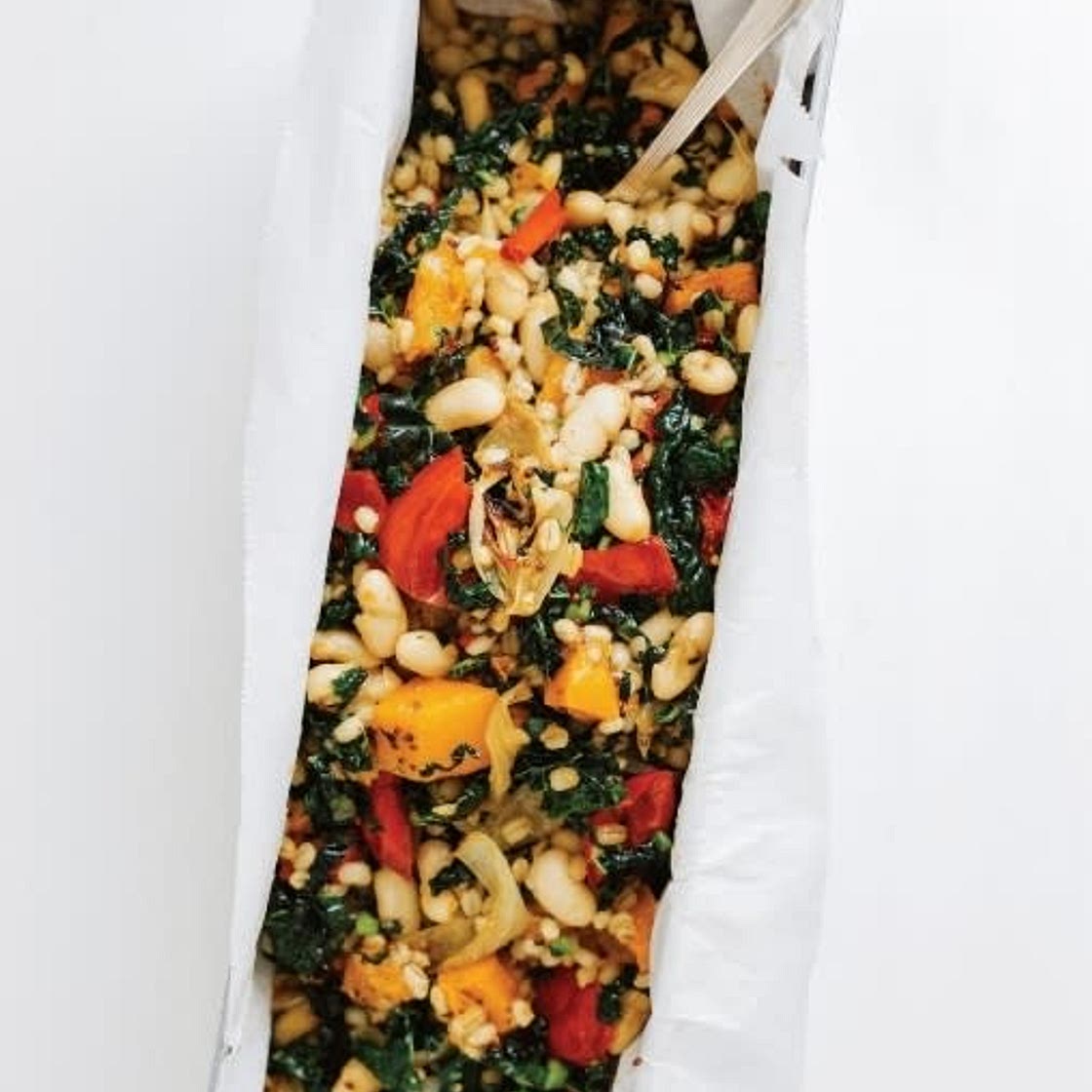 Mustard Seed Roasted Vegetable, Barley and Bean Salad