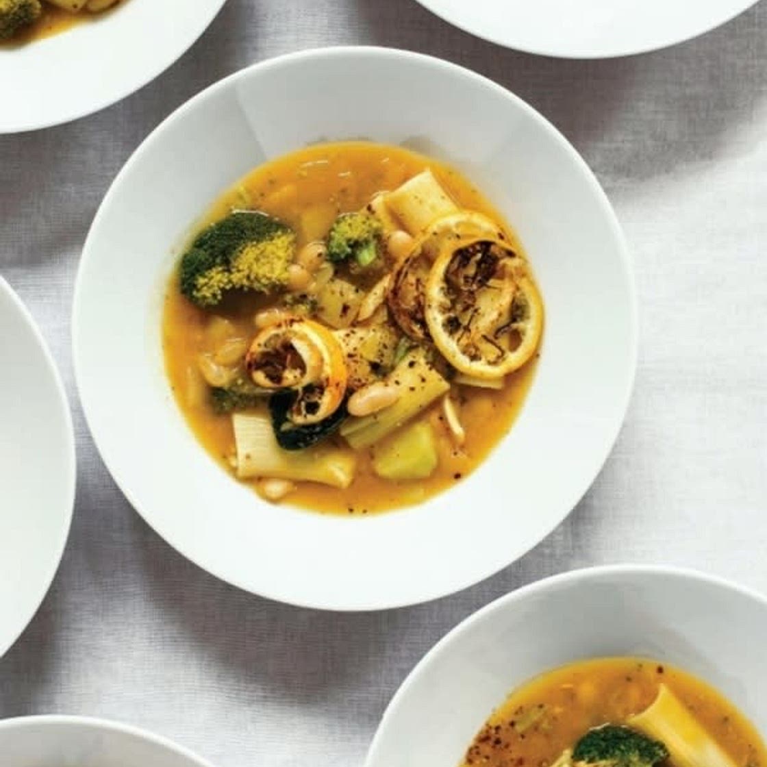 Broccoli Rigatoni and White Bean Minestrone
