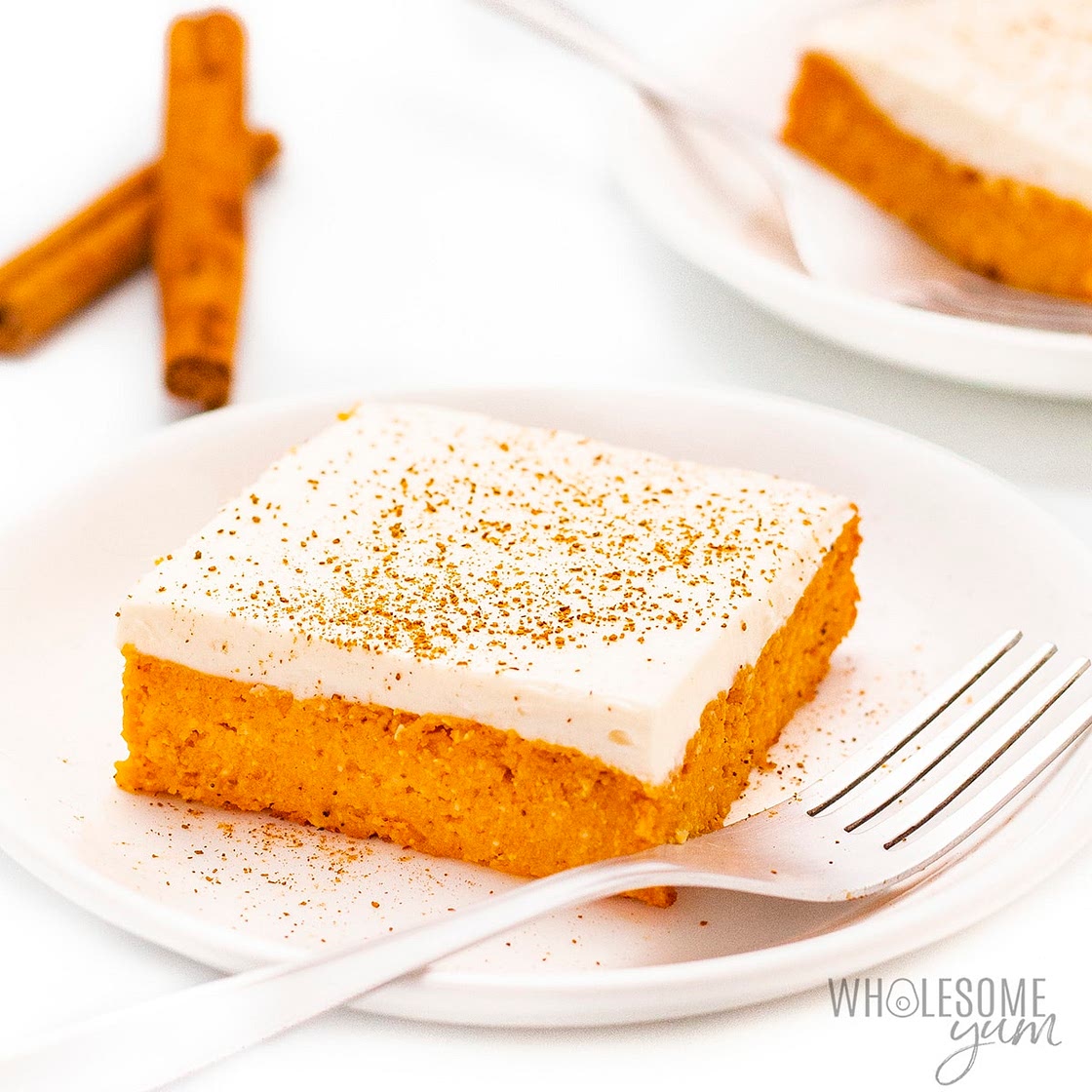Low Carb Healthy Pumpkin Bars with Cream Cheese Frosting