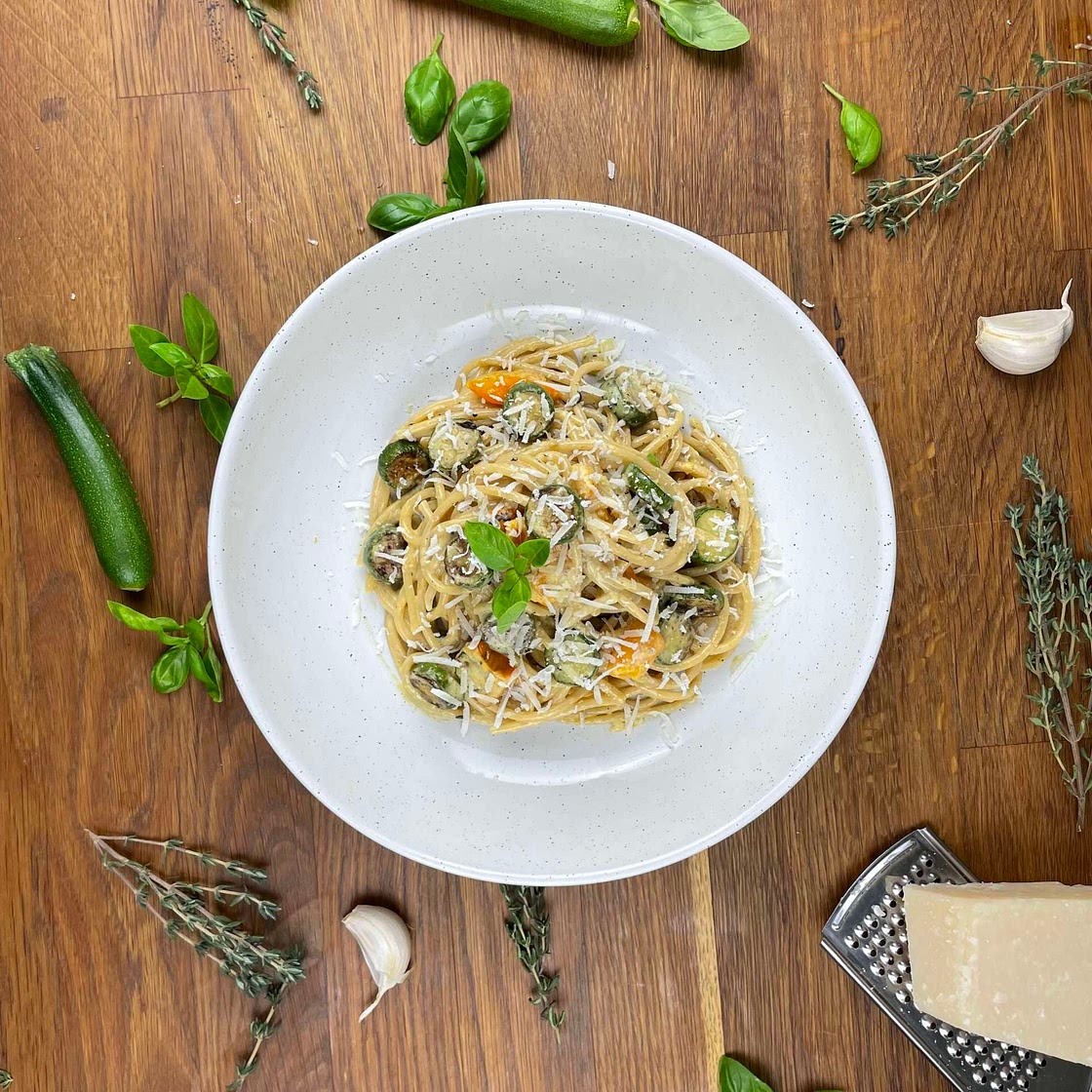 Baby Courgette Creamy Pasta