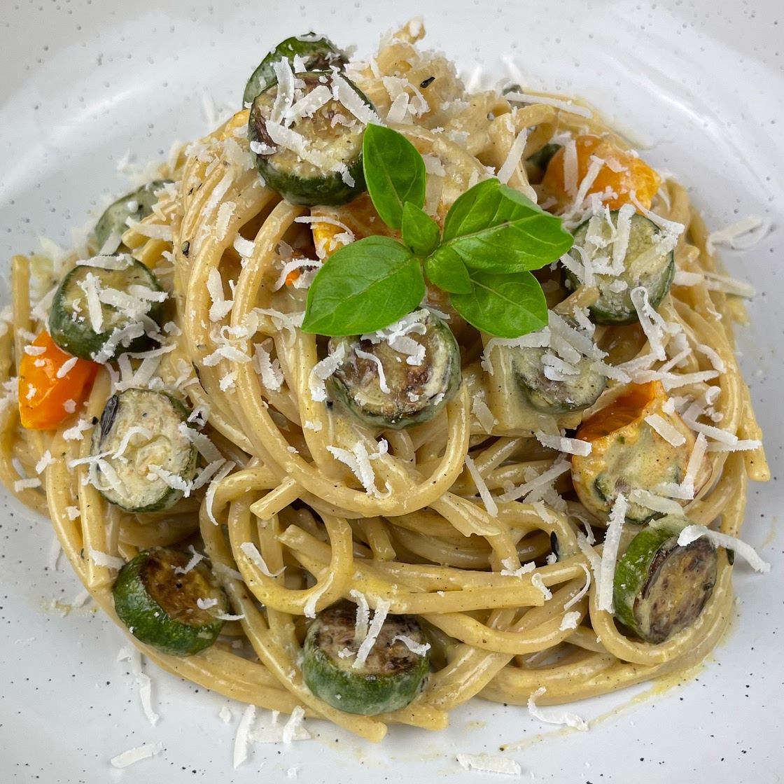 Baby Courgette Creamy Pasta
