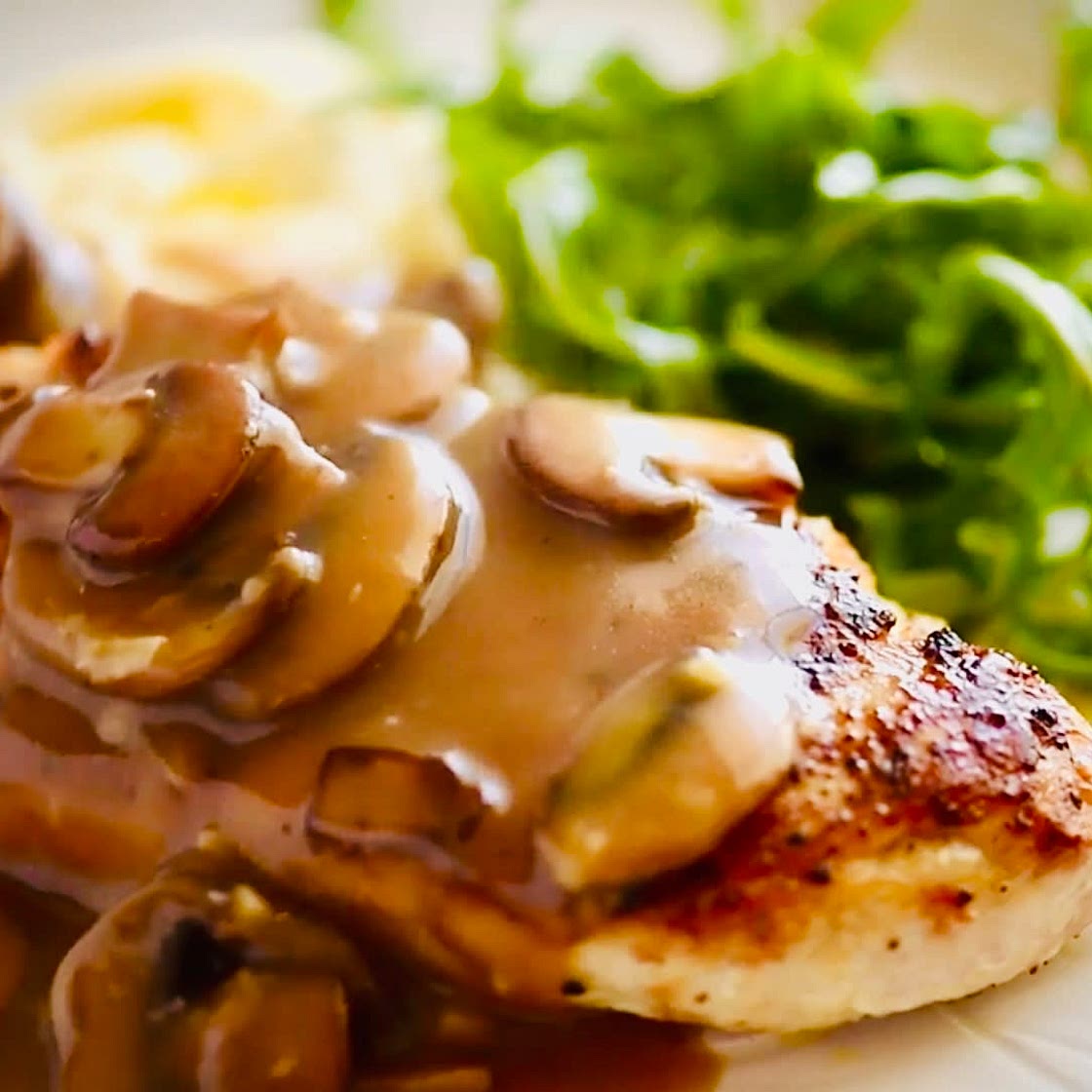 Pan Seared Chicken Breast with Mushroom Gravy