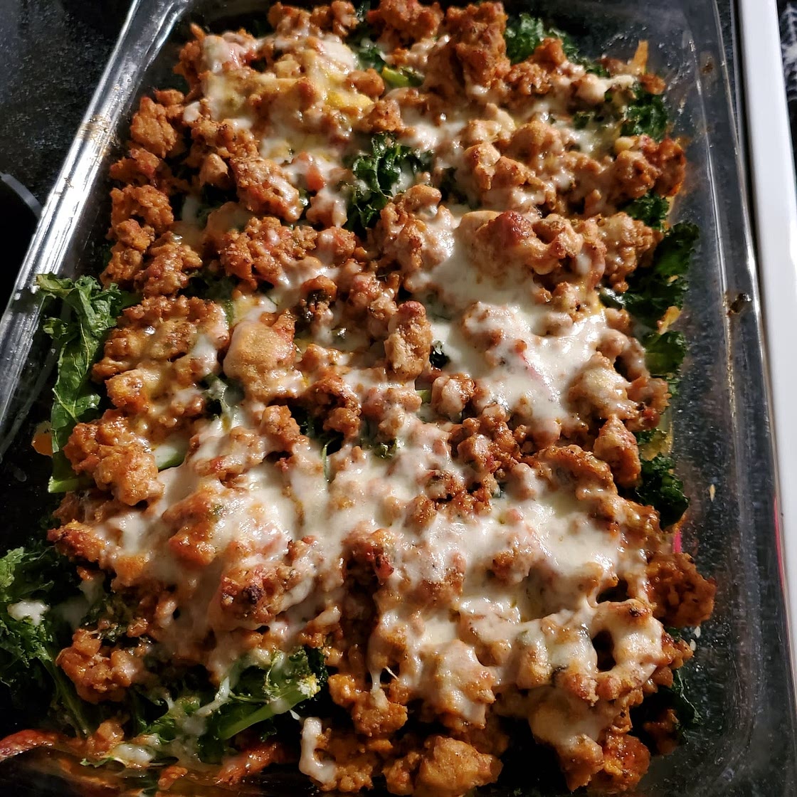 Low-Carb Sausage and Kale Mock Lasagna Casserole