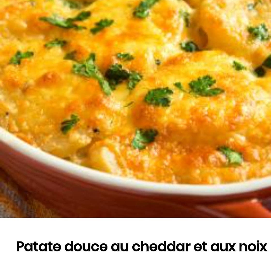 Patate douce au cheddar et aux noix