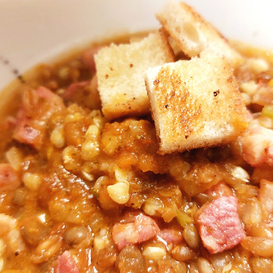 Buckwheat, barley and lentil soup