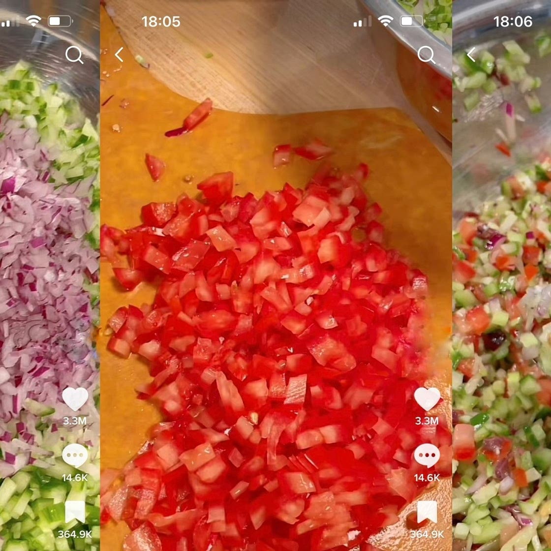 Diced Cucumber, Onion, Tomato Salad