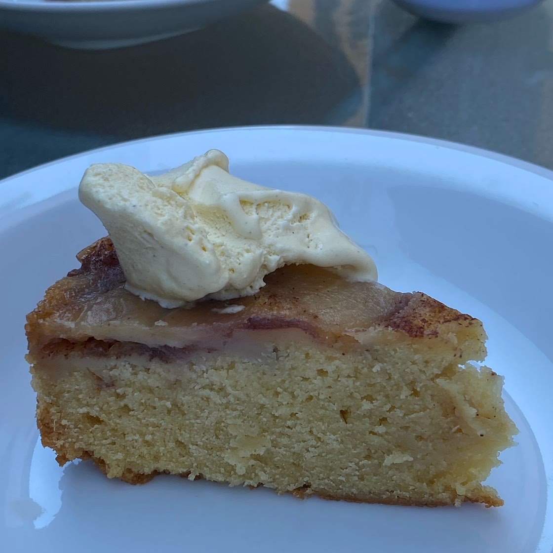 Peach upside-down cake