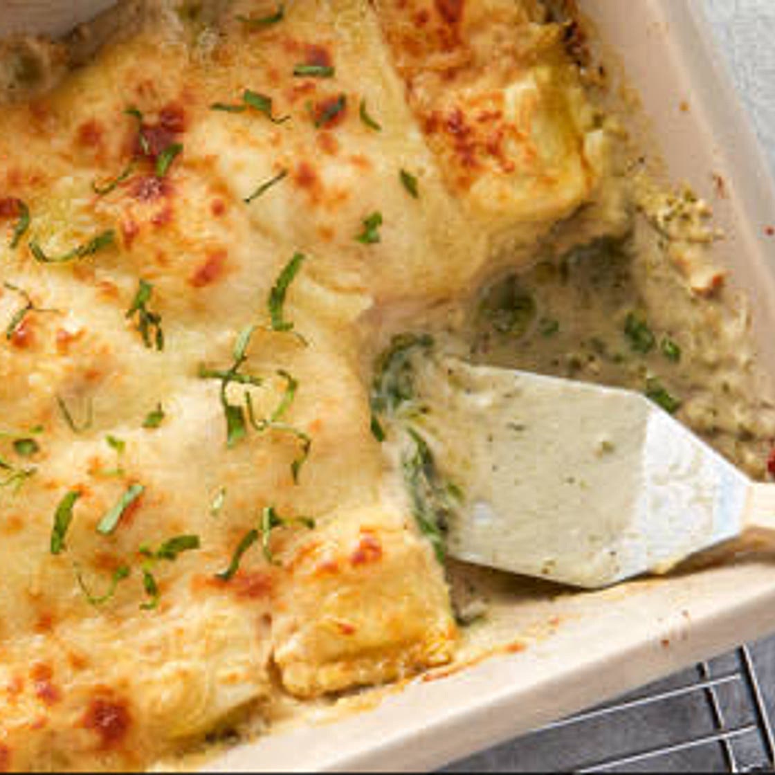 White Spinach and ravioli lasagna