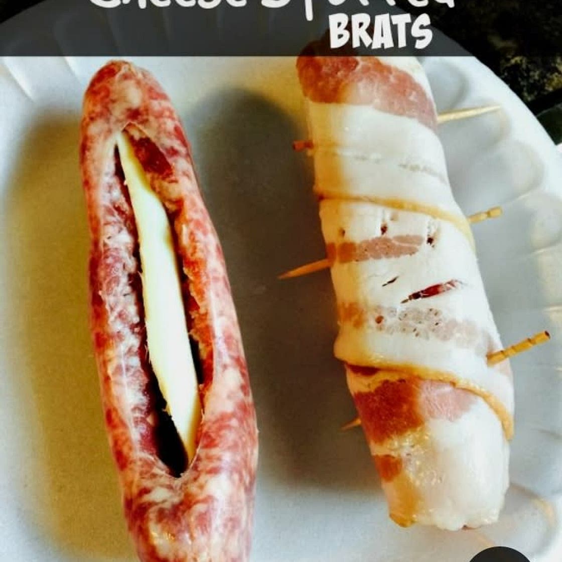 Bacon Wrapped Cheese Stuffed Brats
