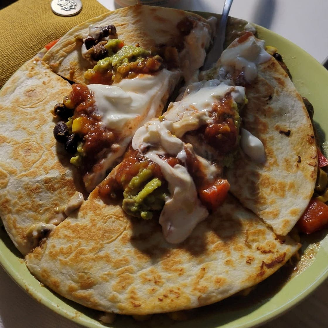 Black Bean, Avacodo, & Corn Quesadillas