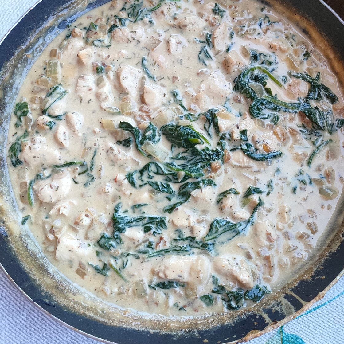 POLLO CON CREMA Y ESPINACAS😋