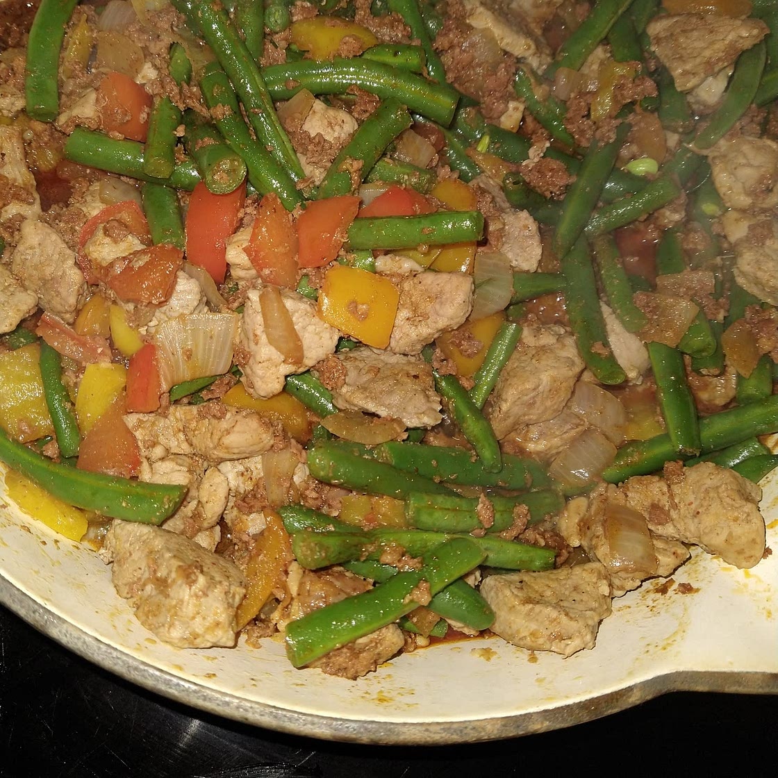 All-in-one spicy pork and rice