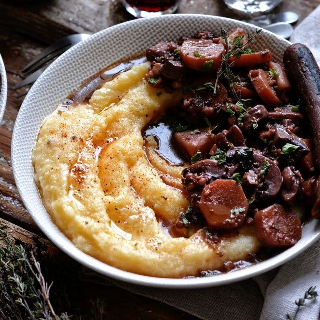 Ragout carotte champignons vin rouge