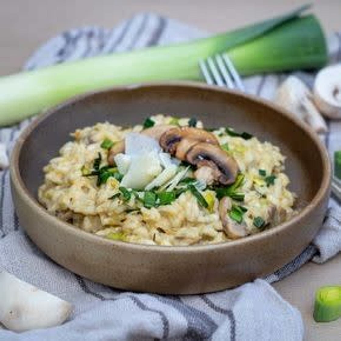 Risotto poireau champignons
