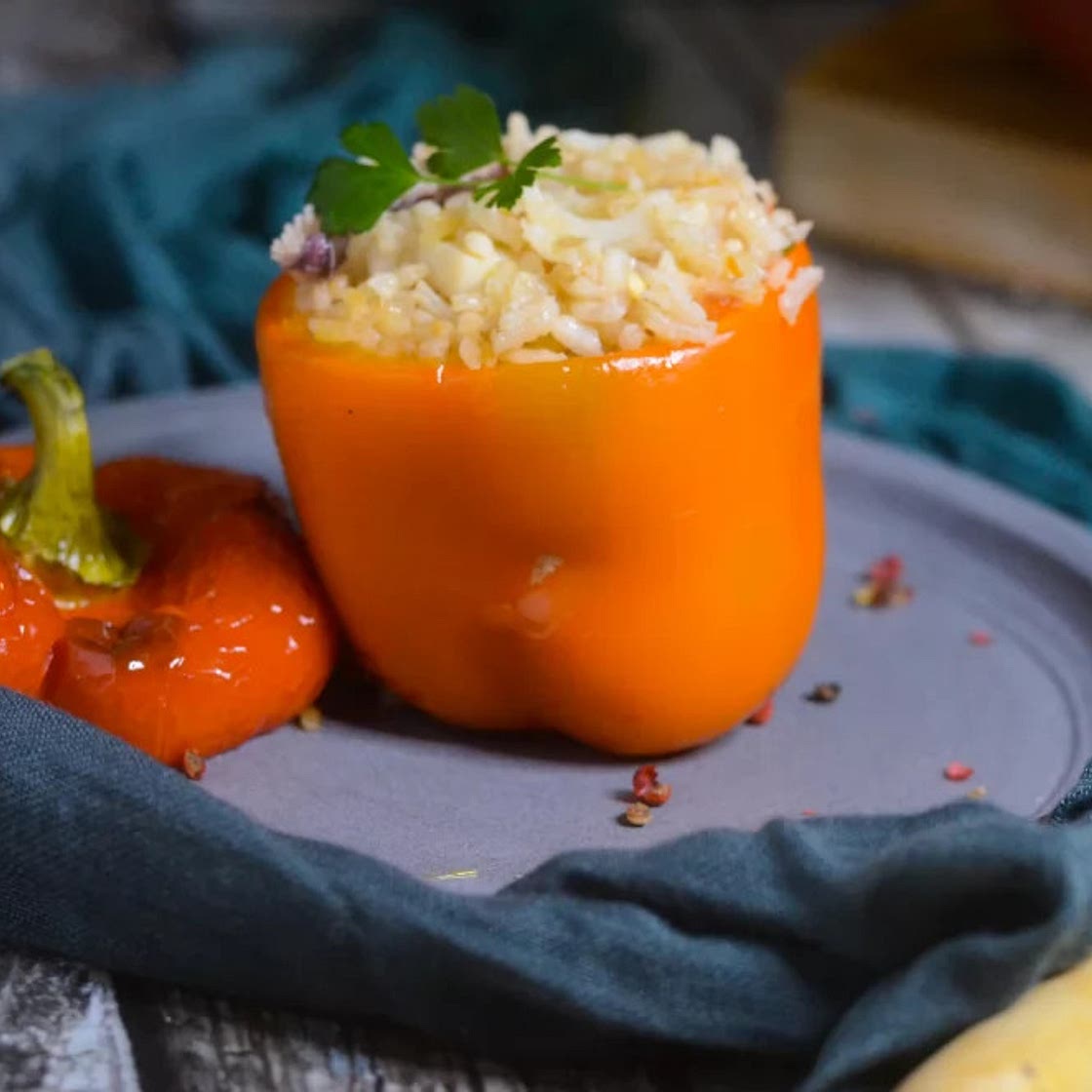 Pimientos rellenos de arroz