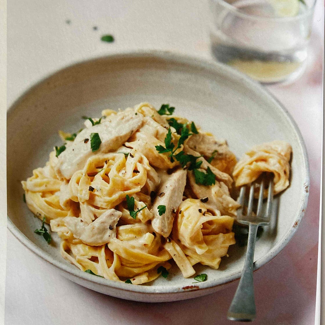 Ham Alfredo pasta