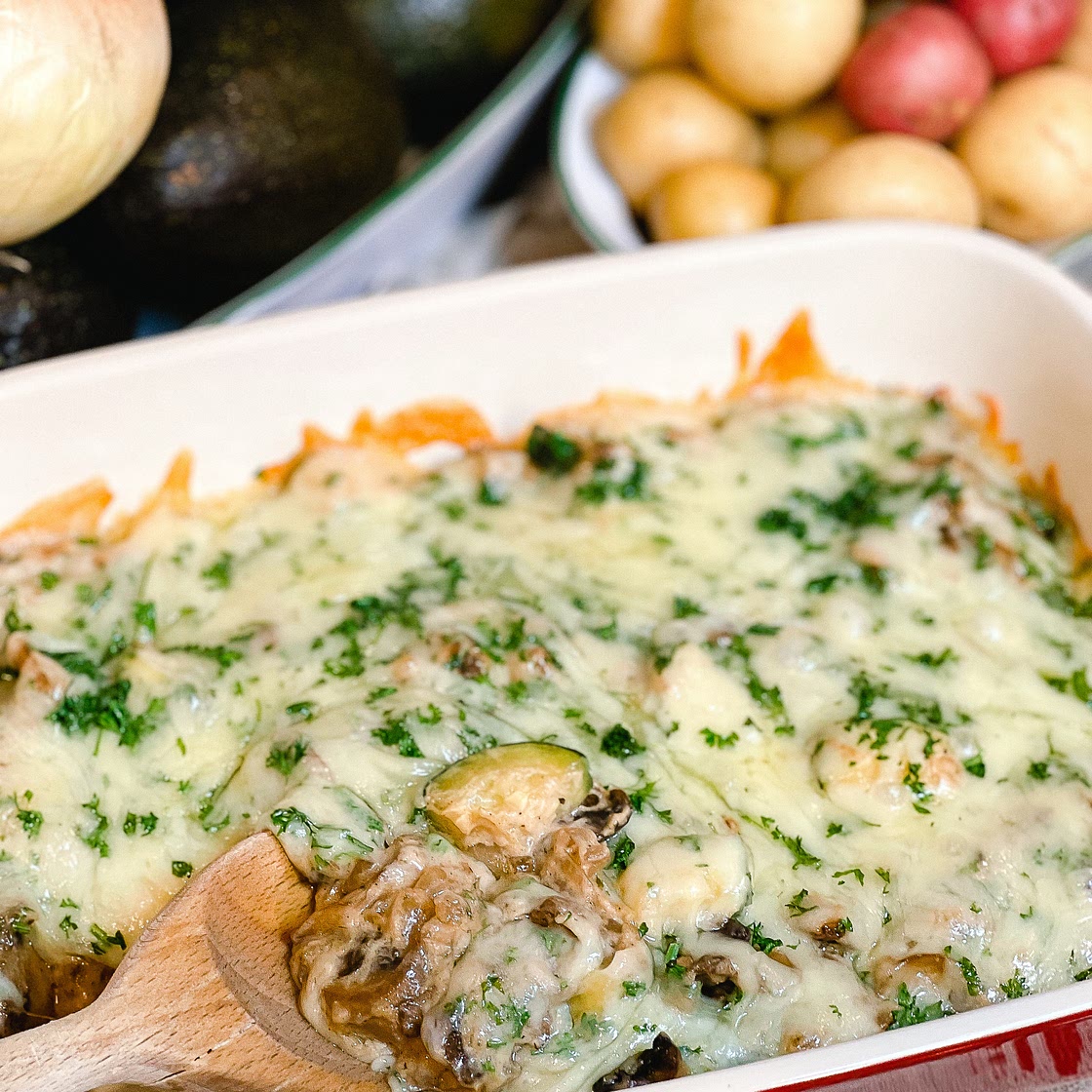 Mushroom Zucchini au Gratin