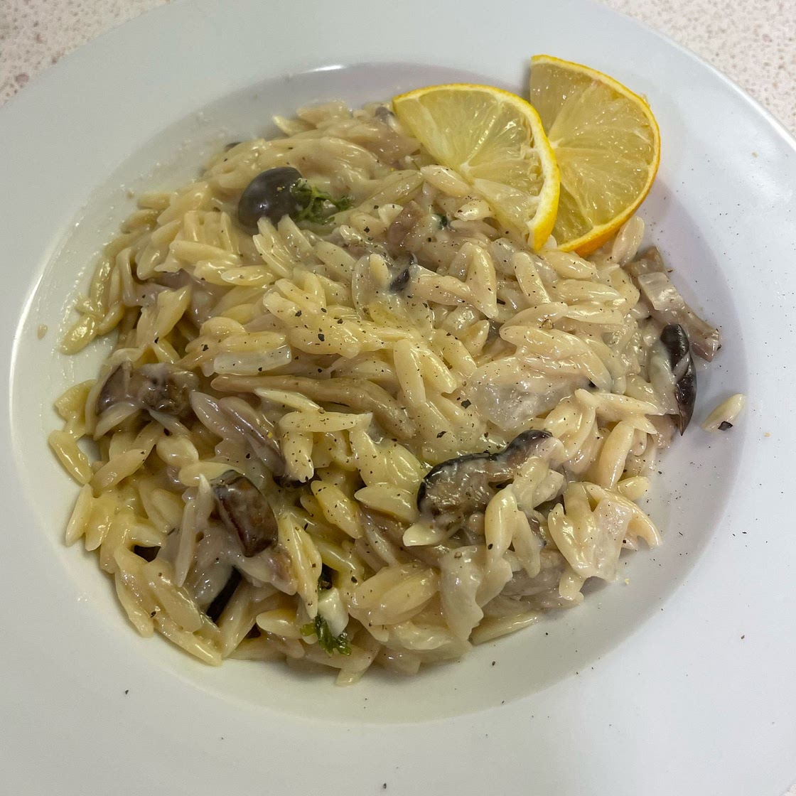 Creamy mushroom orzo