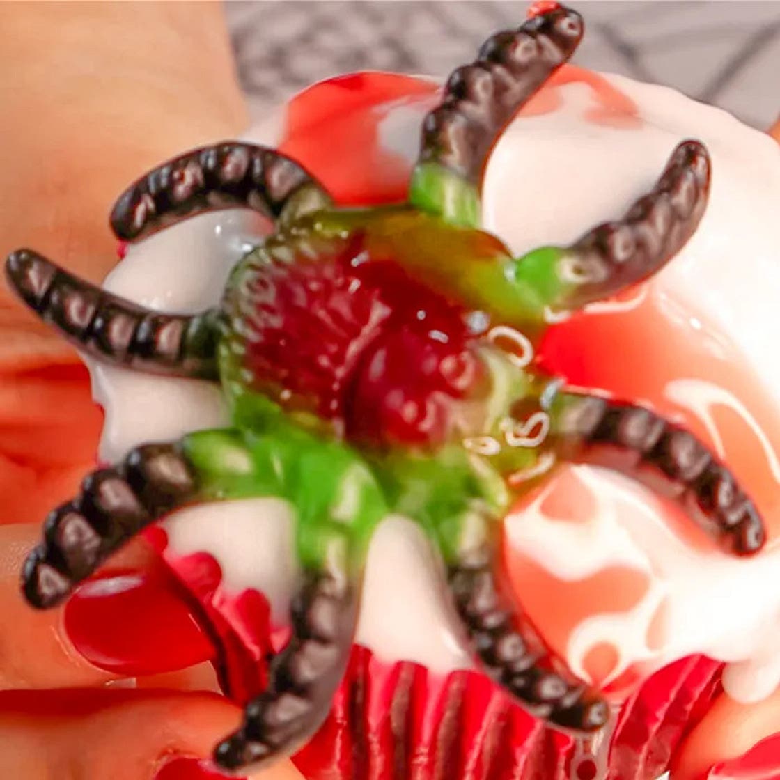 Halloween Squished Spider Cupcakes